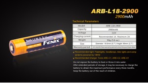 Fenix 18650 - 2900mAh - Acumulator - ARB-L 18-2900
